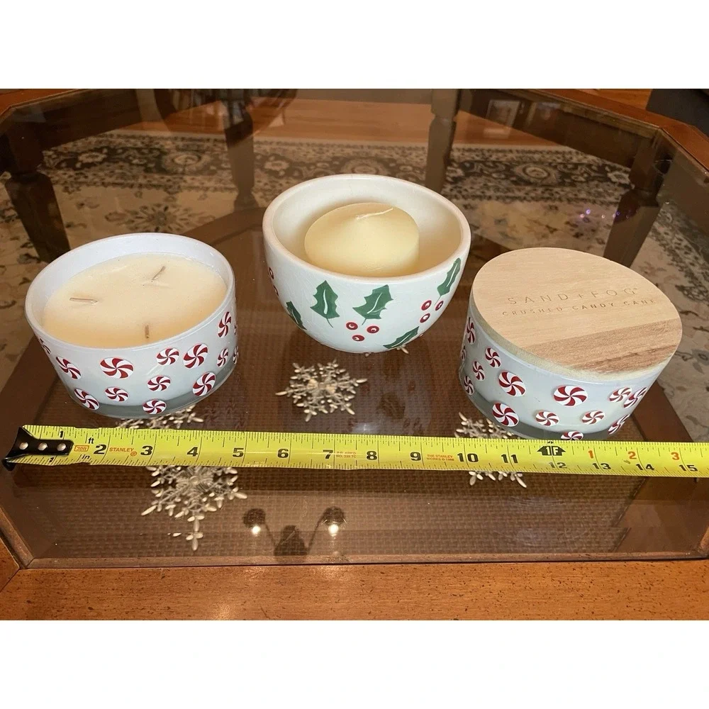 Christmas Candles Lot‎ Of 3 Candy Cane